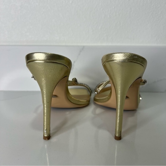 Tony Bianco Metallic Sandal Nappa Leather Gold Rhinestone Square Toe Sz 7.5 - Picture 5 of 15